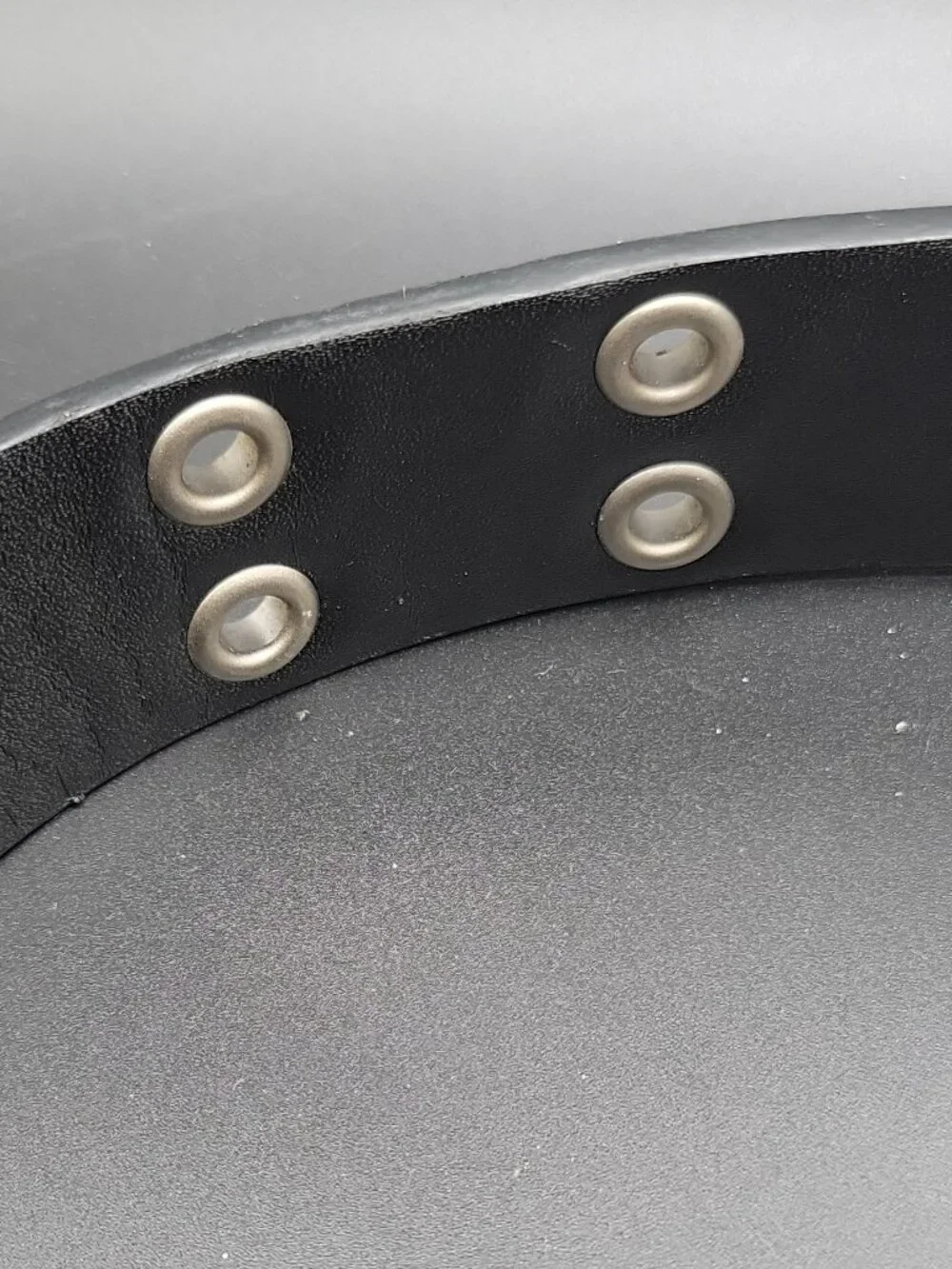 Men's Brown/Black Solid Grommet Leather Belt Adjustable Double Prong Buckle Size